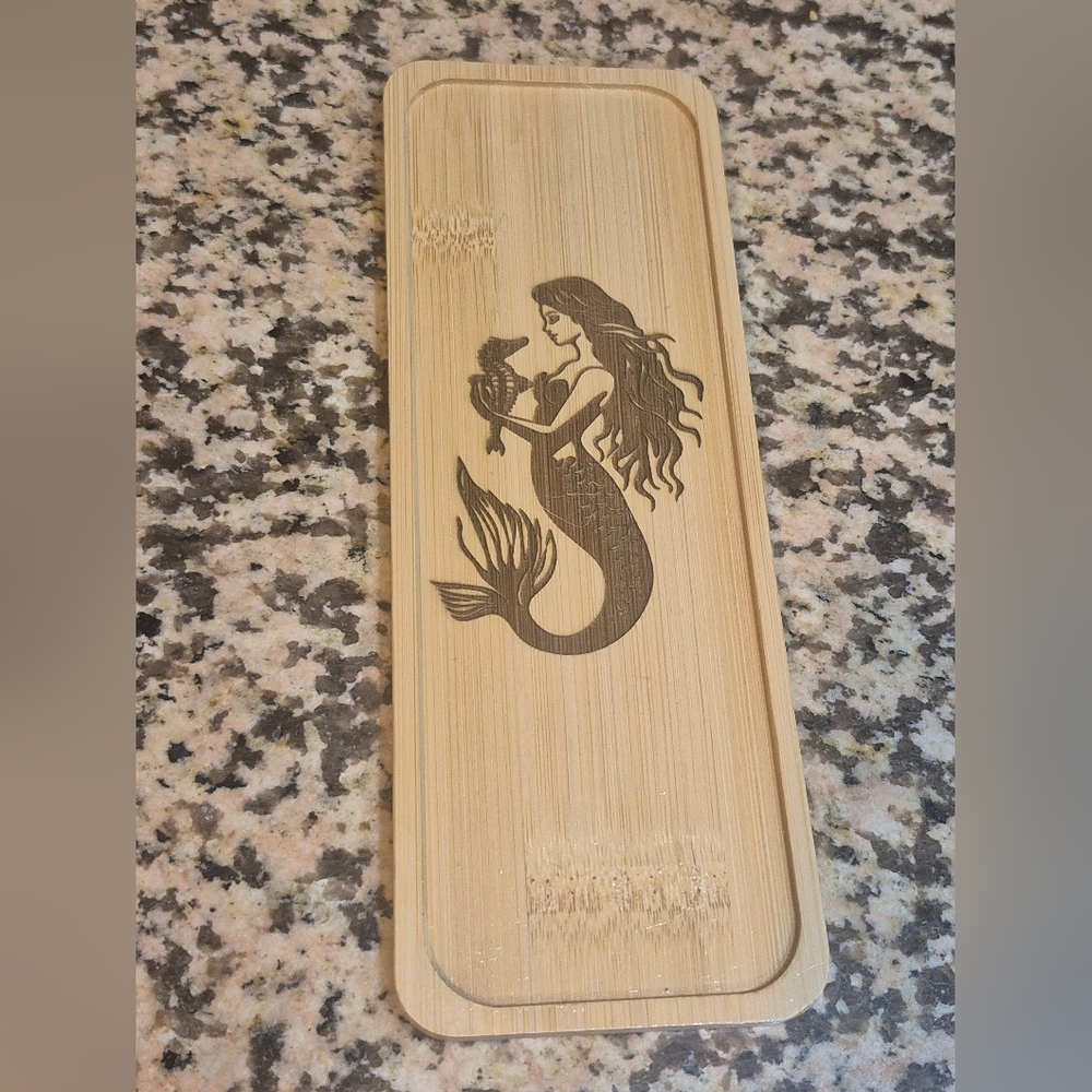 Mermaid Engraved Bamboo Trinket Tray Mermaidecore
